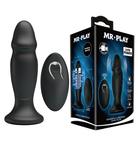 MR PLAY - Remote-Controlled Vibrating Anal Plug ll (Chargeable - Black)
